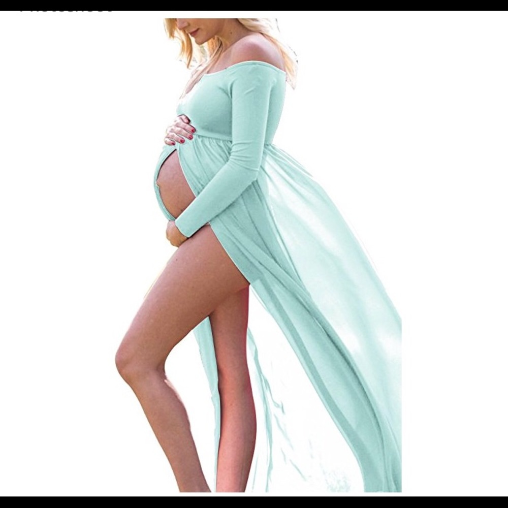 Long Sleeved Chiffon Maternity Dress